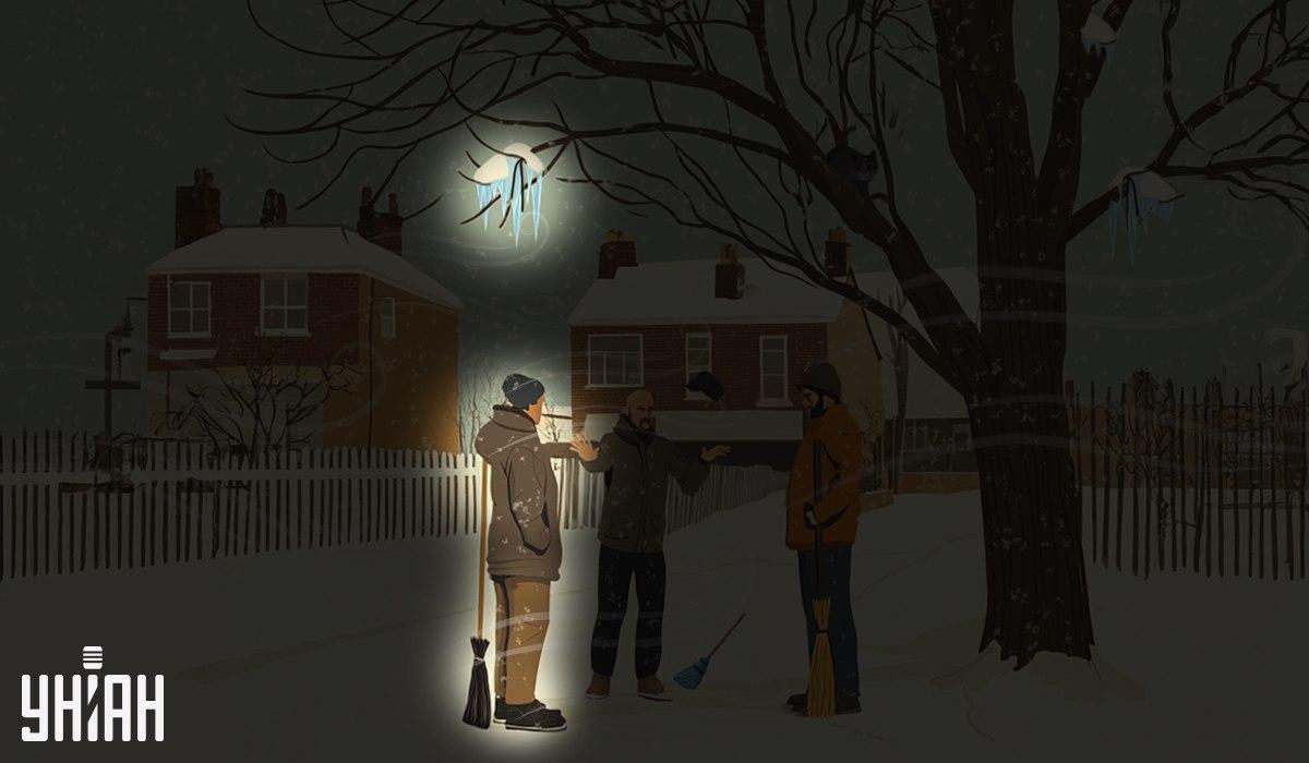 Ένας από τους επιστάτες στεκόταν κάτω από τα παγάκια που είχαν κρεμαστεί στο δέντρο / Κολάζ Moje