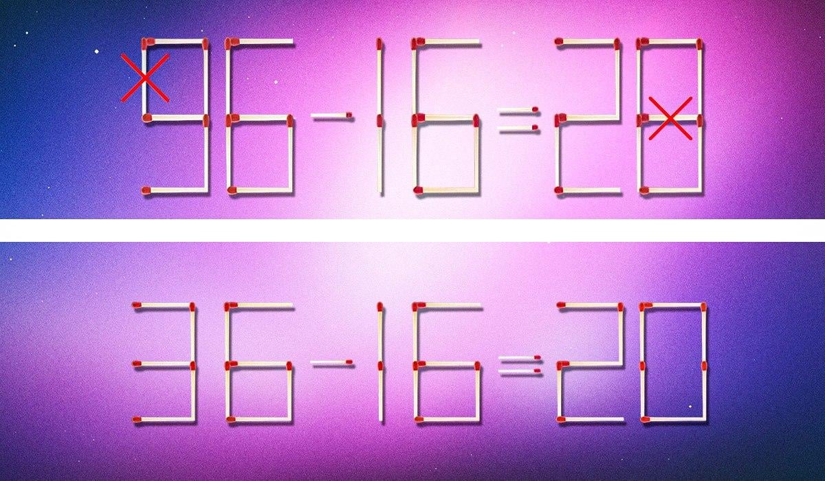 Είναι απαραίτητο να διαγραφούν 2 αντιστοιχίες για να γίνει η ισότητα σωστή: ένας γρίφος για ιδιοφυΐες