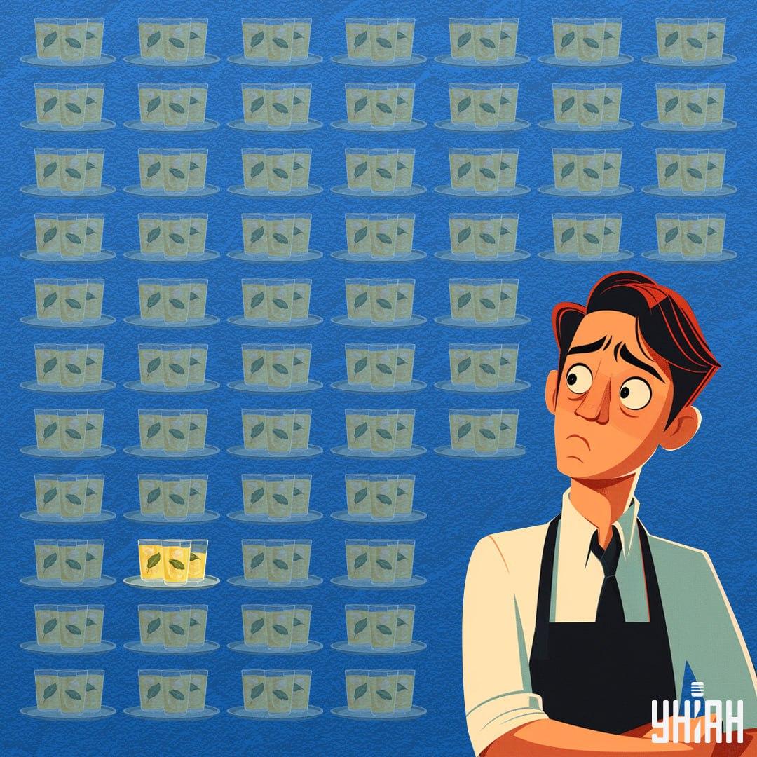 Το ποτήρι με τη λιγότερη λεμονάδα μέσα ήταν στο κάτω μέρος της εικόνας / Κολάζ Moje